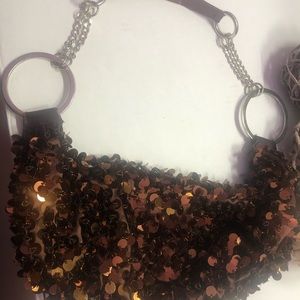 Vintage sequin brown handbag